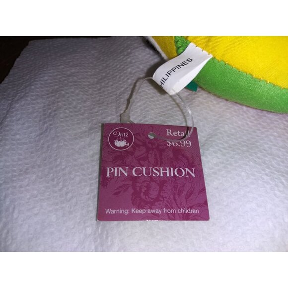 Dritz Fruit Striped Owl Pin Cushion Winking Eye Yellow Owl Pin Cushion w/ Tag - Picture 4 of 6